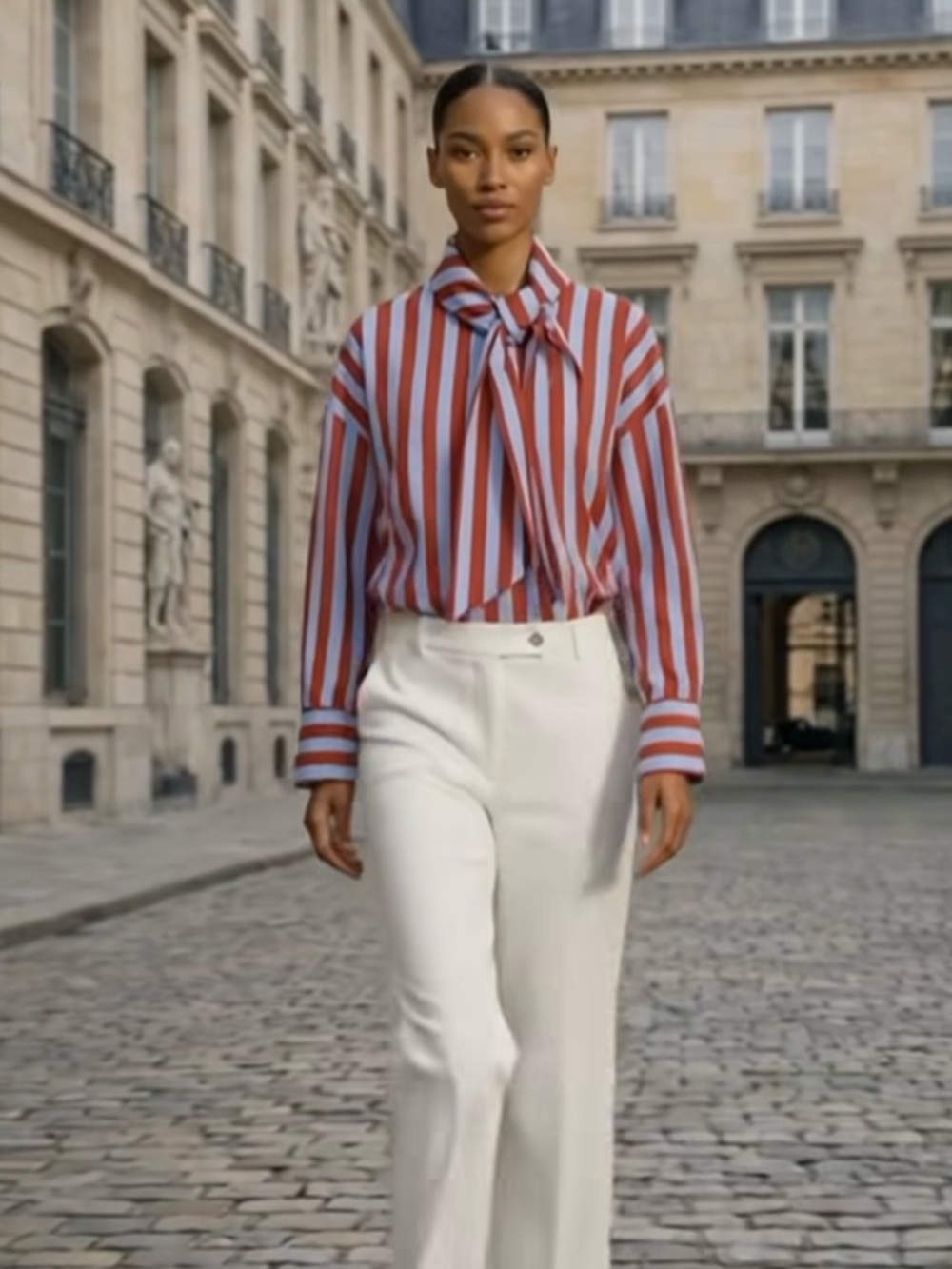 ZARA BOW NECK STRIPED SHIRT - Picture 2 of 16